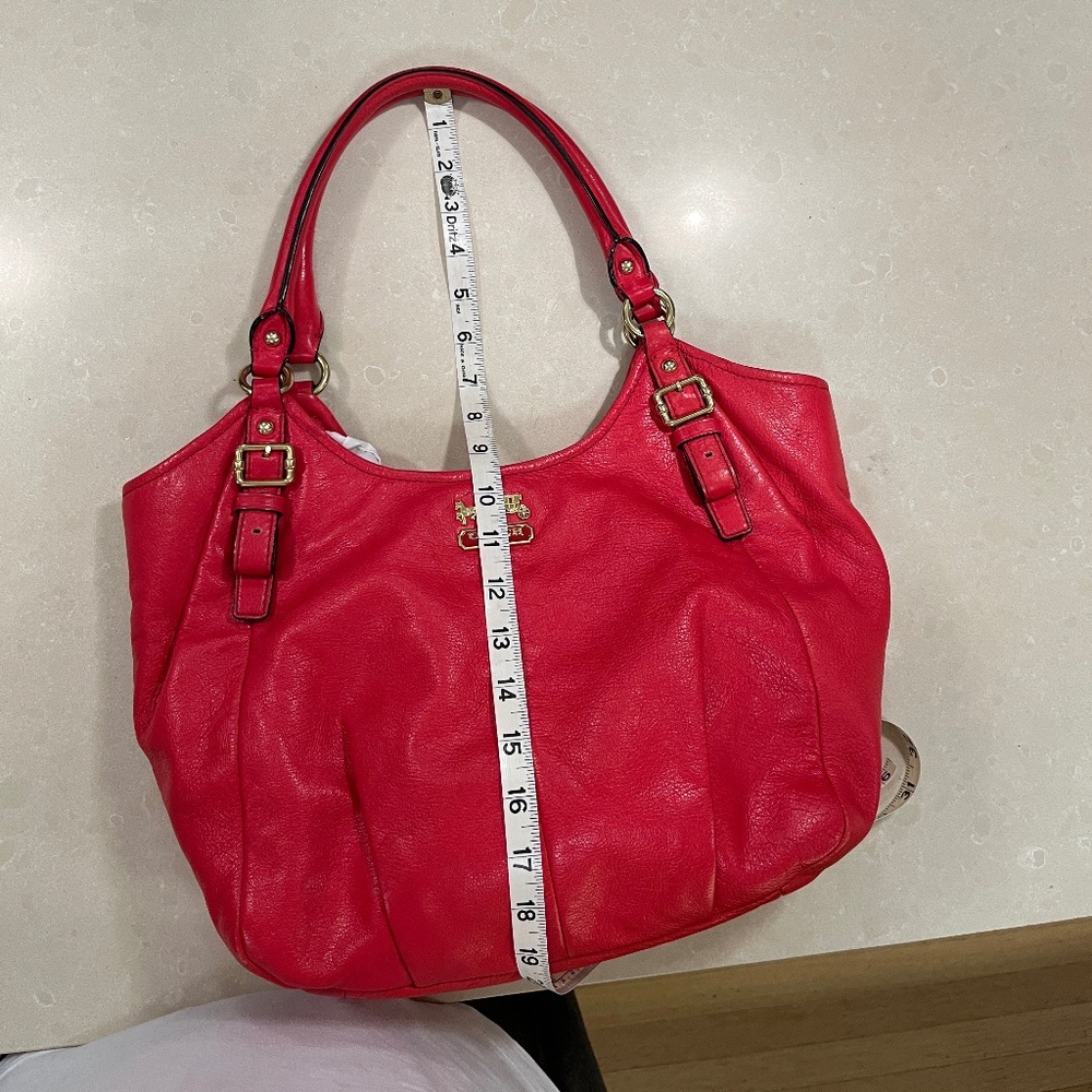 Coach Madison Abigail 18612 Red Leather Hobo Satchel Bag Gold Hardware - Picture 2 of 15